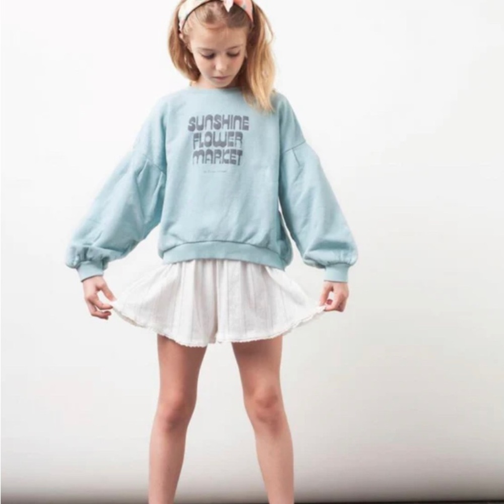 Sunshine Flower Market Kids Blue Sweatshirt by Tocoto Vintage